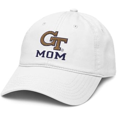 ELITE AUTHENTICS GEORGIA TECH YELLOW JACKETS MOM WHITE - GORRA DE BÉISBOL AJUSTABLE CON LICENCIA OFICIAL