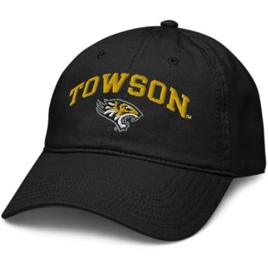 ELITE AUTHENTICS TOWSON TIGERS ARCH OVER BLACK - GORRA DE BÉISBOL AJUSTABLE CON LICENCIA OFICIAL