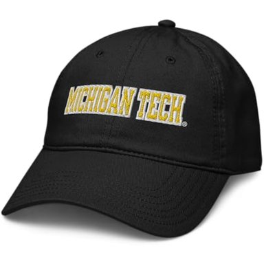 ELITE AUTHENTICS MICHIGAN TECH HUSKIES BOLD BLACK - GORRA DE BÉISBOL AJUSTABLE CON LICENCIA OFICIAL