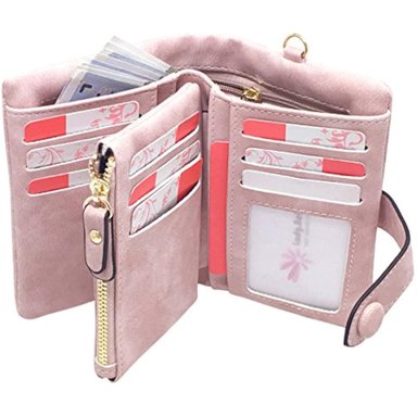 CARTERA PARA MUJER PLEGABLE PEQUEÑASDE PIEL SUAVE RFID