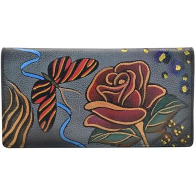 CARTERA DE EMBRAGUE DE CUERO PINTADO A MANO PARA MUJER-PRECIOSA PEONÍA BERENJENA