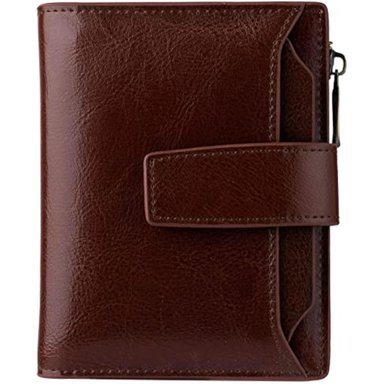 CARTERA PEQUEÑA DE CUERO CON BLOQUEO RFID PLEGABLE CON BOLSILLO CON CREMALLERA PARA MUJER