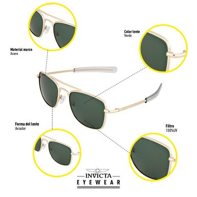 LENTES DE SOL INVICTA I39272-AVI-09-G15 HOMBRE/MUJER PROTECCIÓN UV - 4