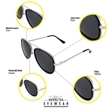 LENTES DE SOL INVICTA I14879-SPE-30-P03 HOMBRE/MUJER PROTECCIÓN UV - 4