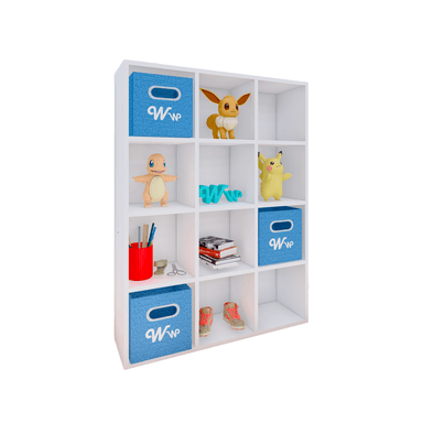 ORGANIZADOR WONDER WOOD MUEBLERÍA JUGUETERO MONTESSORI 12 COMPARTIMIENTOS MELAMINA NIÑOS Y NIÑAS BLANCO