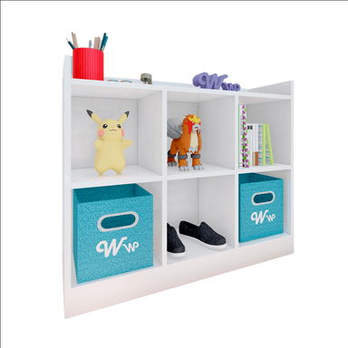 ORGANIZADOR COMODA JUGUETERO MONTESSORI WONDER WOOD MUEBLERIA DE 6 COMPARTIMIENTOS MELAMINA BLANCA