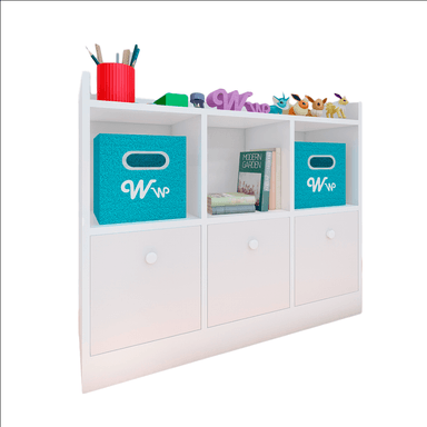 ORGANIZADOR WONDER WOOD MUEBLERÍA COMODA JUGUETERO MONTESSORI 3 COMPARTIMIENTOS Y 3 CAJONES MELAMINA BLANCO