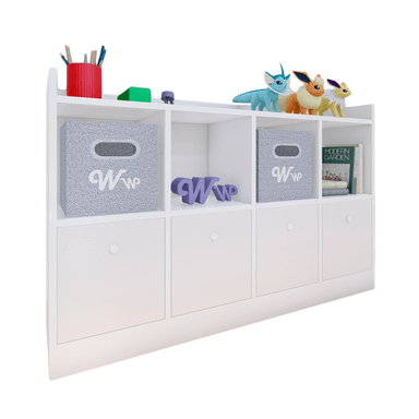 ORGANIZADOR WONDER WOOD MUEBLERÍA COMODA JUGUETERO MONTESSORI 4 COMPARTIMIENTOS Y 4 CAJONES MELAMINA BLANCO