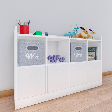 ORGANIZADOR WONDER WOOD MUEBLERÍA COMODA JUGUETERO MONTESSORI 4 COMPARTIMIENTOS Y 4 CAJONES MELAMINA BLANCO - 2