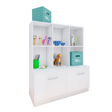 ORGANIZADOR WONDER WOOD MUEBLERÍA COMODA JUGUETERO MONTESSORI 6 COMPARTIMIENTOS Y 2 CAJONES MELAMINA BLANCO