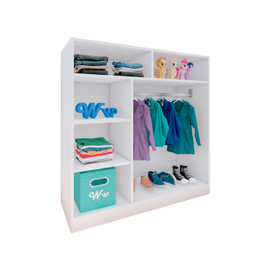 CLÓSET WONDER WOOD MUEBLERÍA ORGANIZADOR MONTESSORI 5 COMPARTIMIENTOS MELAMINA NIÑOS Y NIÑAS BLANCO