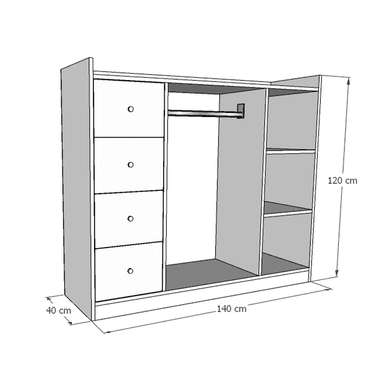 CLÓSET WONDER WOOD MUEBLERÍA ORGANIZADOR MONTESSORI 3 COMPARTIMIENTOS Y 4 CAJONES MELAMINA /LILA NIÑOS Y NIÑAS BLANCO - 3