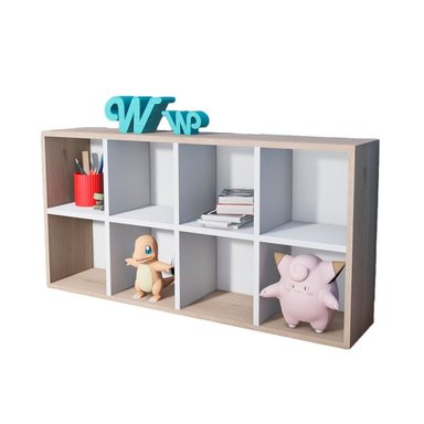 ORGANIZADOR JUGUETERO MONTESSORI WONDER WOOD MUEBLERIA DE 8 COMPARTIMIENTOS MELAMINA BLANCA/NATURAL