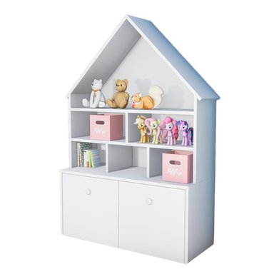 ORGANIZADOR WONDER WOOD MUEBLERÍA JUGUETERO CASITA CON 2 CAJONES CON RUEDITAS MONTESSORI BLANCO