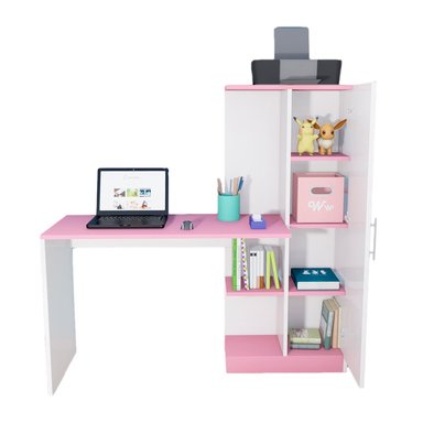 ESCRITORIO WONDER WOOD MUEBLERÍA BLANCO/ROSADO ORGANIZADOR ROBERT CON PUERTA