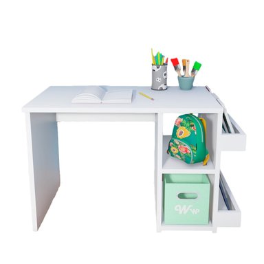 ESCRITORIO WONDER WOOD MUEBLERÍA BLANCO CON 2 COMPARTIMIENTOS Y 2 PORTACUENTOS PARA NIÑOS