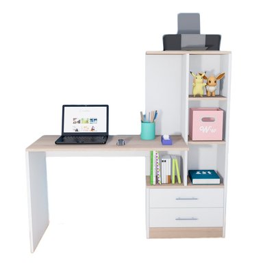 ESCRITORIO WONDER WOOD MUEBLERÍA BLANCO/NATURAL ORGANIZADOR ROBERT CON CAJONES