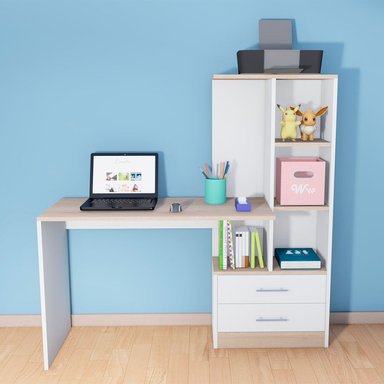 ESCRITORIO WONDER WOOD MUEBLERÍA BLANCO/NATURAL ORGANIZADOR ROBERT CON CAJONES - 2