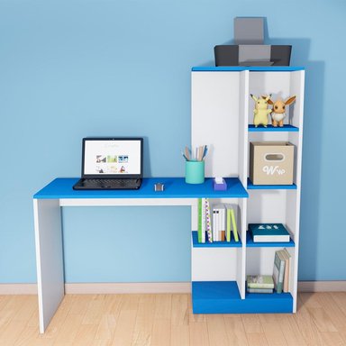 ESCRITORIO WONDER WOOD MUEBLERÍA BLANCO/AZUL ORGANIZADOR ROBERT SIMPLE - 2