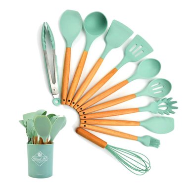 SET UTENSILIOS YX-U1620-VR VERDE MULTIFUNCIONAL COCINA SILICONA