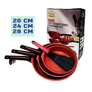 SET DE SARTENES CON TAPA 20, 24 Y 28 CM SUPREMA CERÁMICO ANTIADHERENTE ROJO