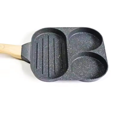 SARTÉN ANTIADHERENTE DE 3 DIVISIONES CON MANGO LARGO GRIS