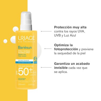 BLOQUEADOR SOLAR CORPORAL URIAGE BARIESUN SPRAY FRENTE LOS RAYOS UVA UVB LA LUZ AZUL SPF 50+ 200 ML - 2