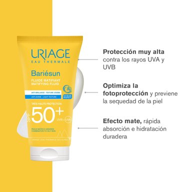 BLOQUEADOR SOLAR FACIAL URIAGE BARIESUN FLUIDO MAT PIELES MIXTAS GRASAS SPF 50+ 50 ML - 2