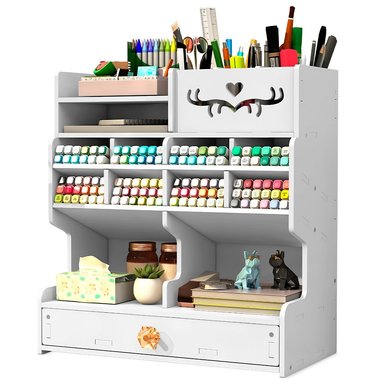 ORGANIZADOR DE ESCRITORIO OFICINA PORTA PLUMONES CON STICKERS KAWAII J29