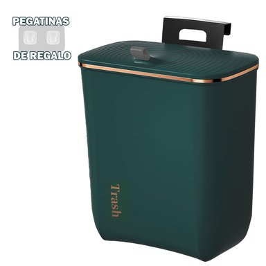 TACHO DE BASURA COLGANTE PAPELERA CONTENEDOR CON TAPA VERDE H01