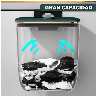 TACHO DE BASURA COLGANTE PAPELERA CONTENEDOR CON TAPA VERDE H01 - 3