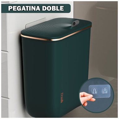 TACHO DE BASURA COLGANTE PAPELERA CONTENEDOR CON TAPA VERDE H01 - 4