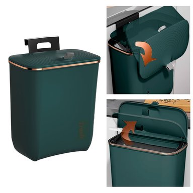TACHO DE BASURA COLGANTE PAPELERA CONTENEDOR CON TAPA VERDE H01 - 5