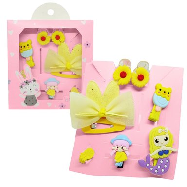 SET DE 8 GANCHITOS KAWAII PARA NIÑAS ACCESORIO DE CABELLO S47 AMARILLO