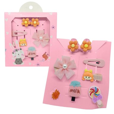 SET DE 8 GANCHITOS KAWAII PARA NIÑAS ACCESORIO DE CABELLO S47 NARANJA