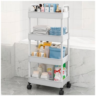 ORGANIZADOR CON RUEDAS 4 NIVELES JK4 BAÑO BLANCO