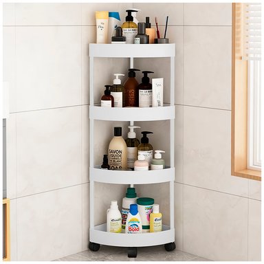 CARRITO ORGANIZADOR ESTANTE ESQUINERO CON RUEDAS PARA BAÑO YG5 BLANCO