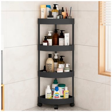 CARRITO ORGANIZADOR SASHIJA ESTANTE ESQUINERO CON RUEDAS PARA BAÑO YG5 NEGRO
