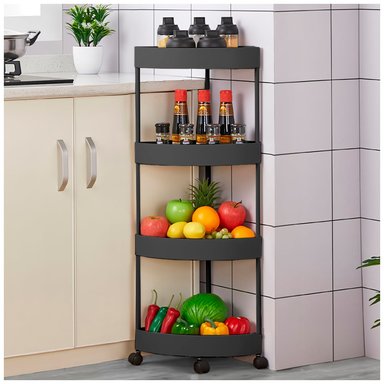 CARRITO ORGANIZADOR SASHIJA ESTANTE ESQUINERO CON RUEDAS COCINA YG5 NEGRO