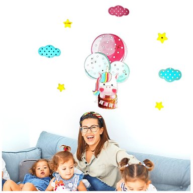 STICKER DECORATIVO INFANTIL 3D 40X30CM S77 UNICORNIO