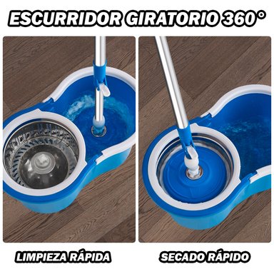TRAPEADOR CON ESCURRIDOR GIRATORIO AUTÓMATICO 3 MOPAS CELESTE 88 - 4