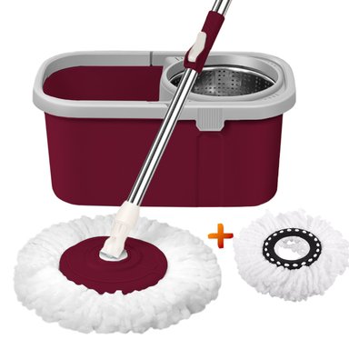 BALDE ESCURRIDOR TRAPEADOR GIRATORIO AUTOMÁTICO CUADRADO GUINDA