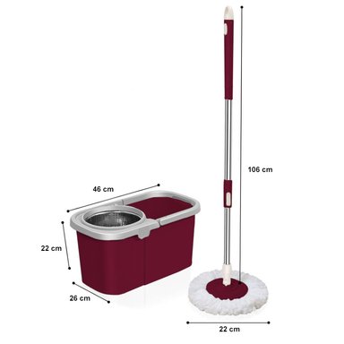 BALDE ESCURRIDOR TRAPEADOR GIRATORIO AUTOMÁTICO CUADRADO GUINDA - 6