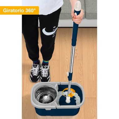 BALDE ESCURRIDOR TRAPEADOR GIRATORIO AUTOMÁTICO CUADRADO AZUL - 2