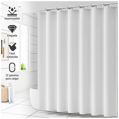 CORTINA DE BAÑO IMPERMEABLE PREMIUM BLANCO U88