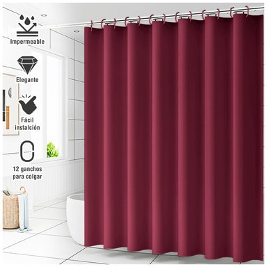 CORTINA DE BAÑO IMPERMEABLE PREMIUM GUINDA U88