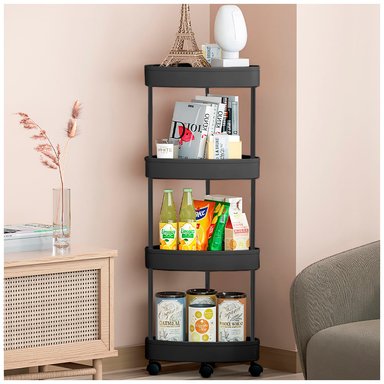 CARRITO SASHIJA NEGRO ORGANIZADOR ESTANTE ESQUINERO RUEDAS MULTIUSOS YG5