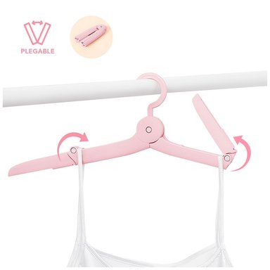GANCHO COLGADOR DE ROPA PLEGABLE ROSADO AJ9