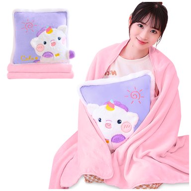 ALMOHADA SASHIJA LILA CON MANTA KAWAII 2 1 DISEÑO UNICORNIO P63