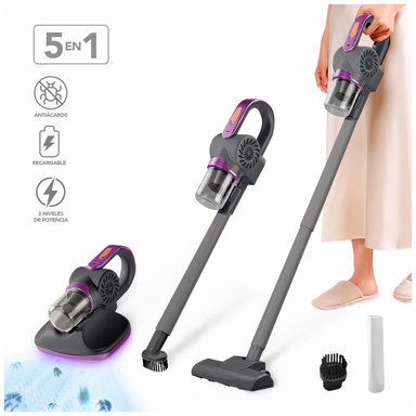 ASPIRADORA DE MANO PORTÁTIL 5 EN 1 ANTIÁCAROS MULTIFUNCIONAL NEGRO SK2